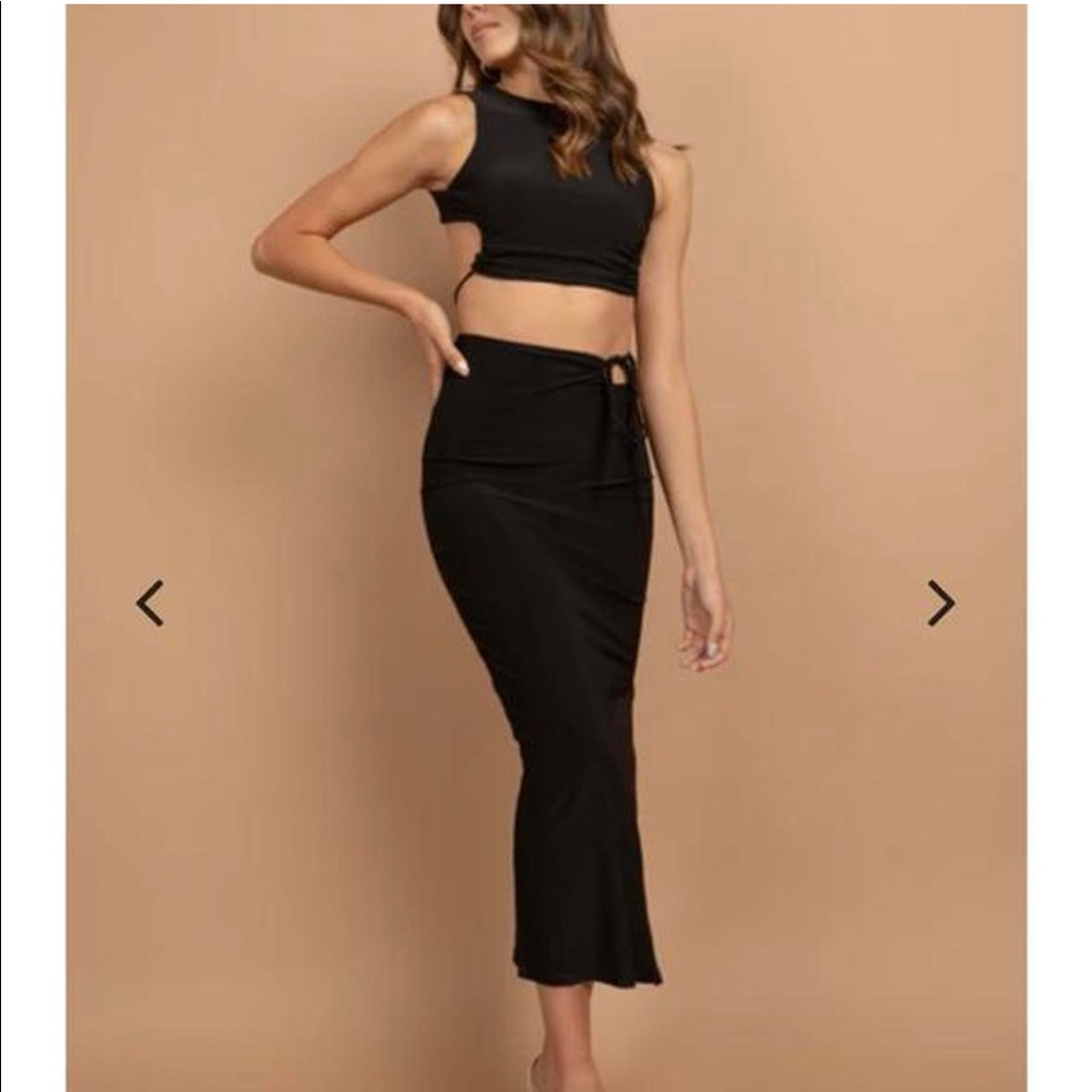 Lilyful two set dress backless strap top night out black size large